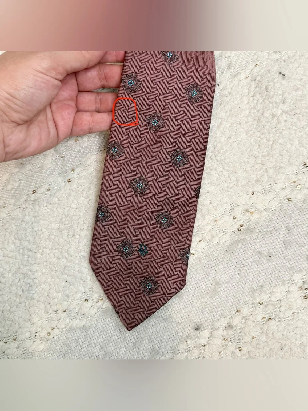 Christian Dior tie maroon, blue, red and white silk blend neck tie